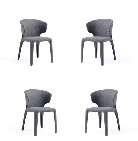 Manhattan Comfort - Conrad Woven Tweed Dining Chair with Metal Legs in Grey - Set of 4 - 2-DC031-WGY veiw 1