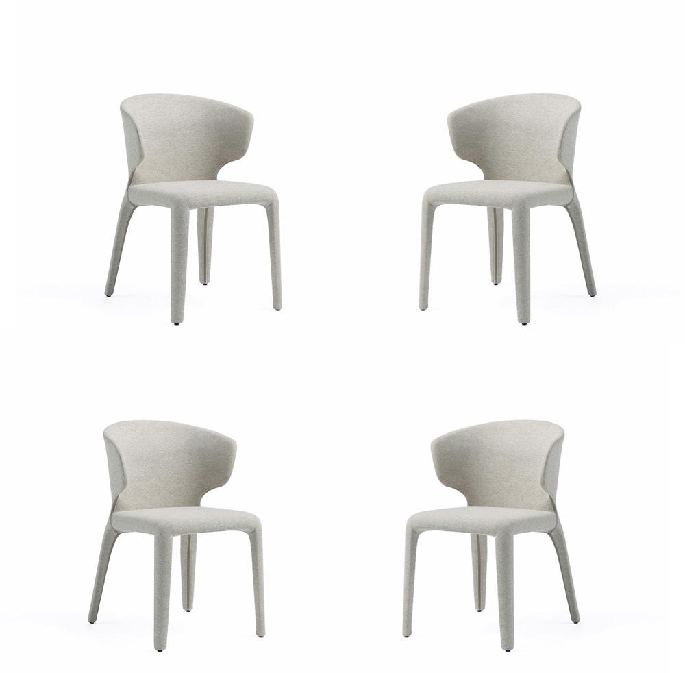 Manhattan Comfort - Conrad Woven Tweed Dining Chair with Metal Legs in Wheat - Set of 4 - 2-DC031-WWT veiw 1