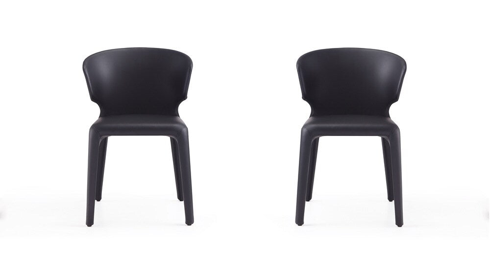 Manhattan Comfort - Conrad Faux Leather Dining Chairs with Metal Legs in Black - Set of 2 - DC031-BK veiw 1