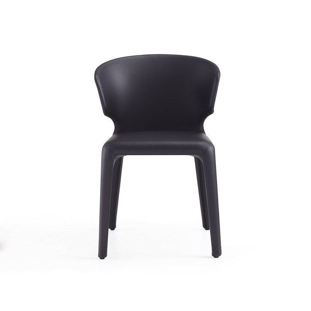 Manhattan Comfort - Conrad Faux Leather Dining Chairs with Metal Legs in Black - Set of 2 - DC031-BK veiw 2