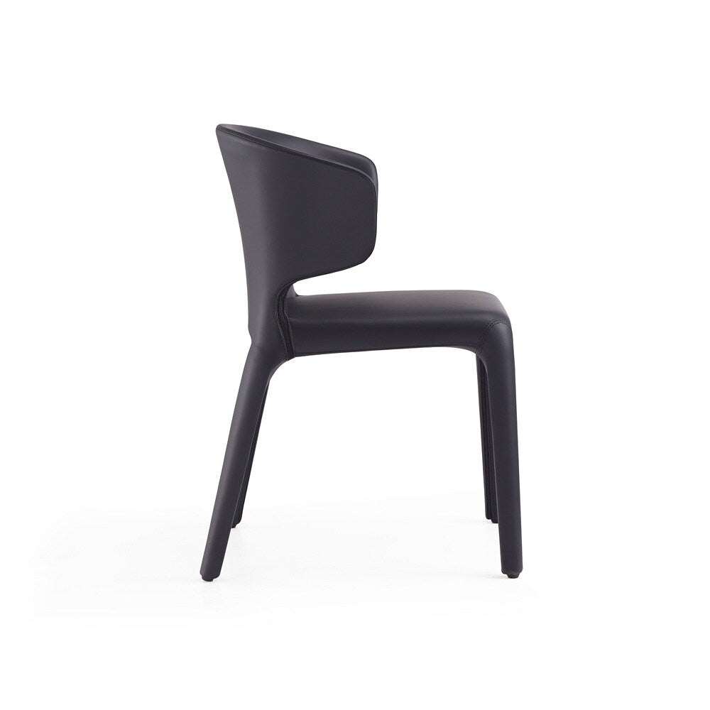 Manhattan Comfort - Conrad Faux Leather Dining Chairs with Metal Legs in Black - Set of 2 - DC031-BK veiw 3