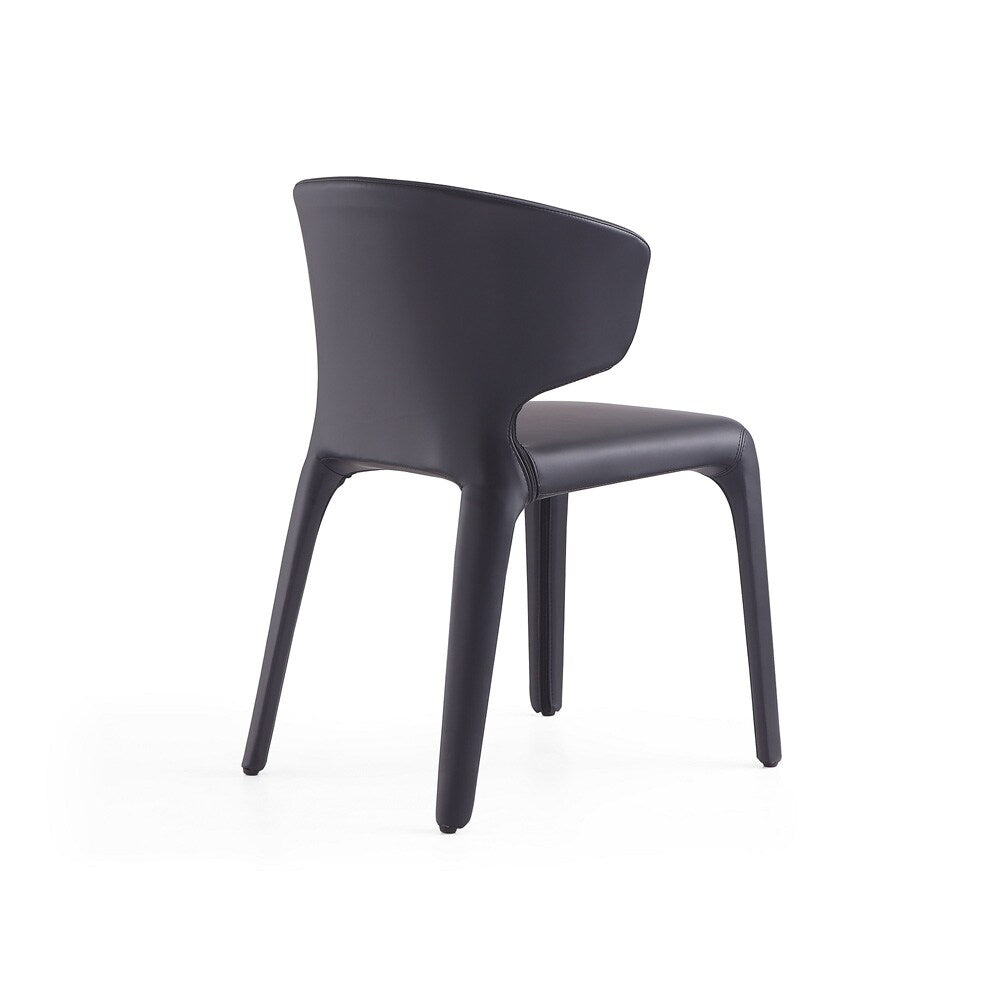 Manhattan Comfort - Conrad Faux Leather Dining Chairs with Metal Legs in Black - Set of 2 - DC031-BK veiw 4