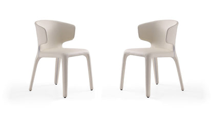 Manhattan Comfort - Conrad Faux Leather Dining Chairs with Metal Legs in Cream - Set of 2 - DC031-CR veiw 1