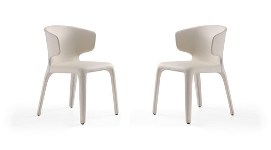 Manhattan Comfort - Conrad Faux Leather Dining Chairs with Metal Legs in Cream - Set of 2 - DC031-CR veiw 1