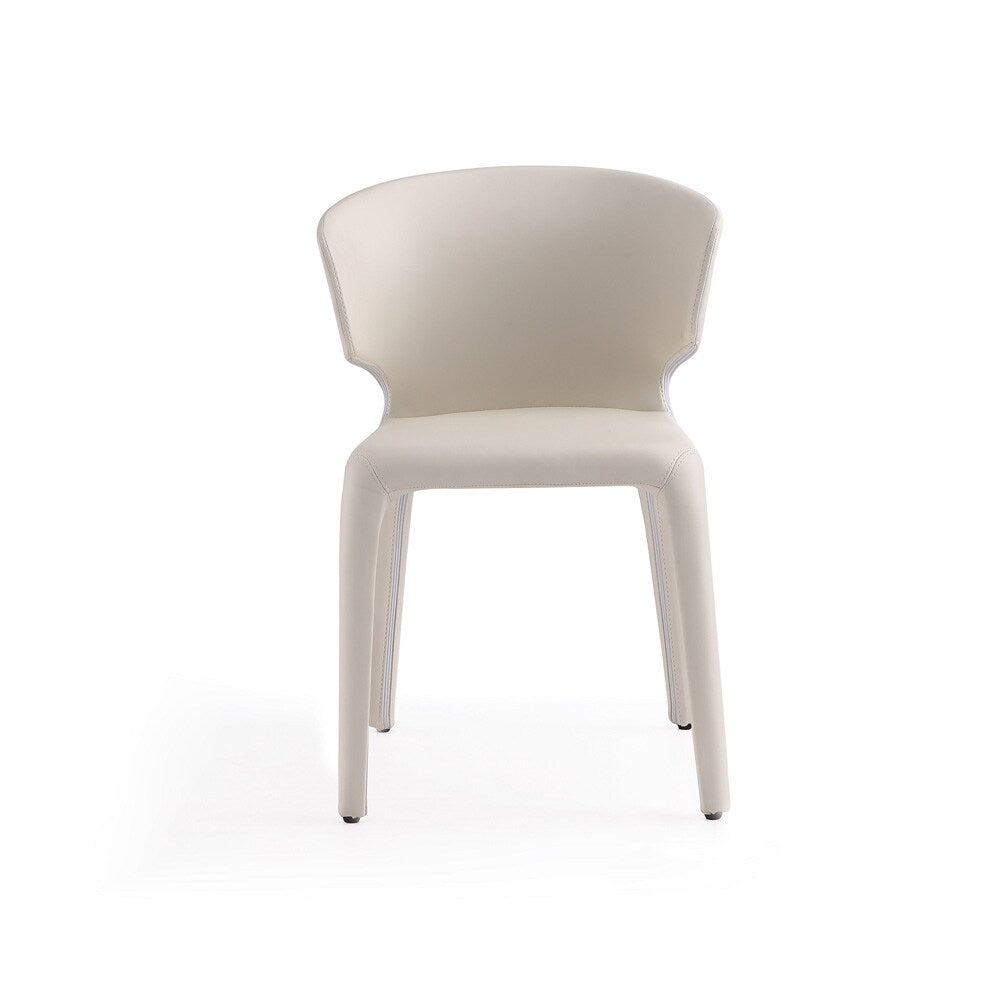 Manhattan Comfort - Conrad Faux Leather Dining Chairs with Metal Legs in Cream - Set of 2 - DC031-CR veiw 2