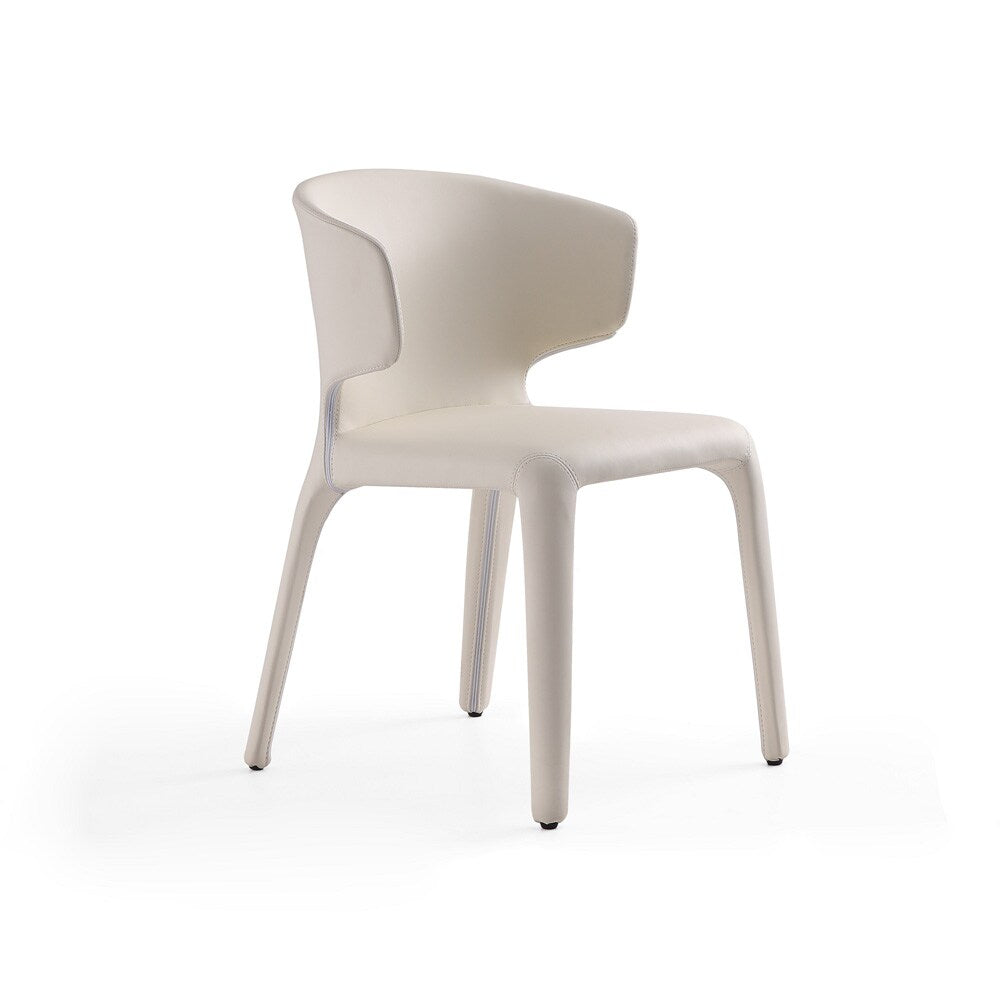 Manhattan Comfort - Conrad Faux Leather Dining Chairs with Metal Legs in Cream - Set of 2 - DC031-CR veiw 3