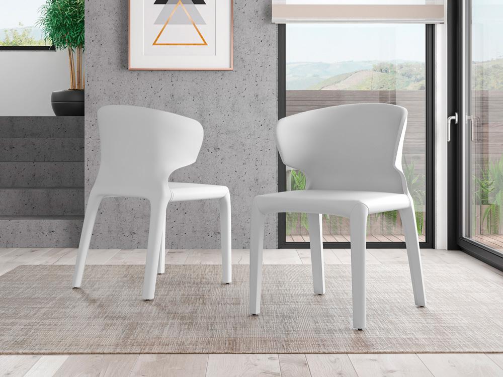 Manhattan Comfort - Conrad Faux Leather Dining Chairs with Metal Legs in Cream - Set of 2 - DC031-CR veiw 9