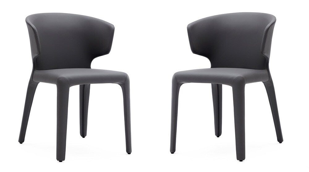 Manhattan Comfort - Conrad Faux Leather Dining Chairs with Metal Legs in Grey - Set of 2 - DC031-GY veiw 1