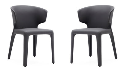 Manhattan Comfort - Conrad Faux Leather Dining Chairs with Metal Legs in Grey - Set of 2 - DC031-GY veiw 1