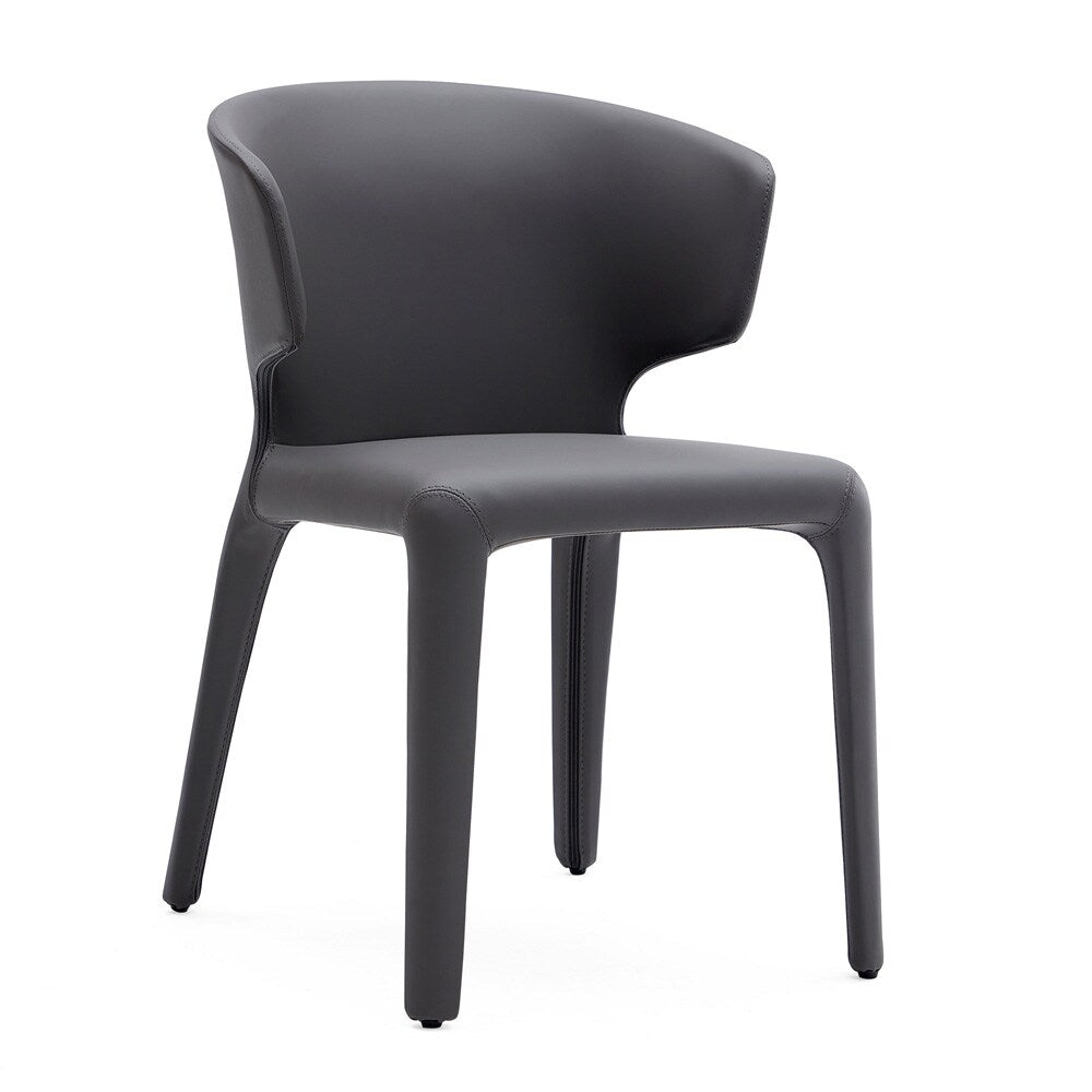 Manhattan Comfort - Conrad Faux Leather Dining Chairs with Metal Legs in Grey - Set of 2 - DC031-GY veiw 3