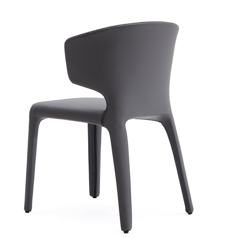 Manhattan Comfort - Conrad Faux Leather Dining Chairs with Metal Legs in Grey - Set of 2 - DC031-GY veiw 4