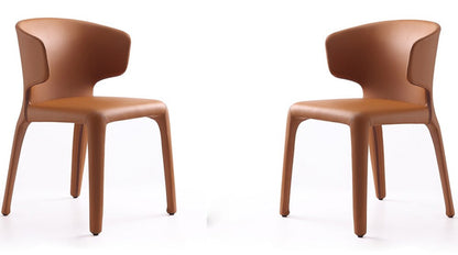 Manhattan Comfort - Conrad Faux Leather Dining Chairs with Metal Legs in Saddle - Set of 2 - DC031-SA veiw 1