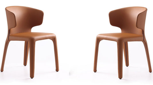 Manhattan Comfort - Conrad Faux Leather Dining Chairs with Metal Legs in Saddle - Set of 2 - DC031-SA veiw 1