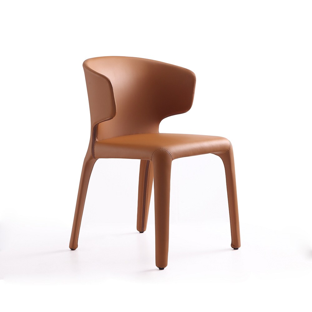 Manhattan Comfort - Conrad Faux Leather Dining Chairs with Metal Legs in Saddle - Set of 2 - DC031-SA veiw 3