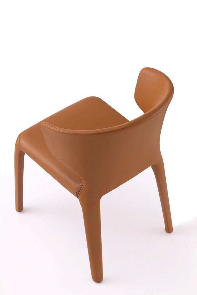 Manhattan Comfort - Conrad Faux Leather Dining Chairs with Metal Legs in Saddle - Set of 2 - DC031-SA veiw 4