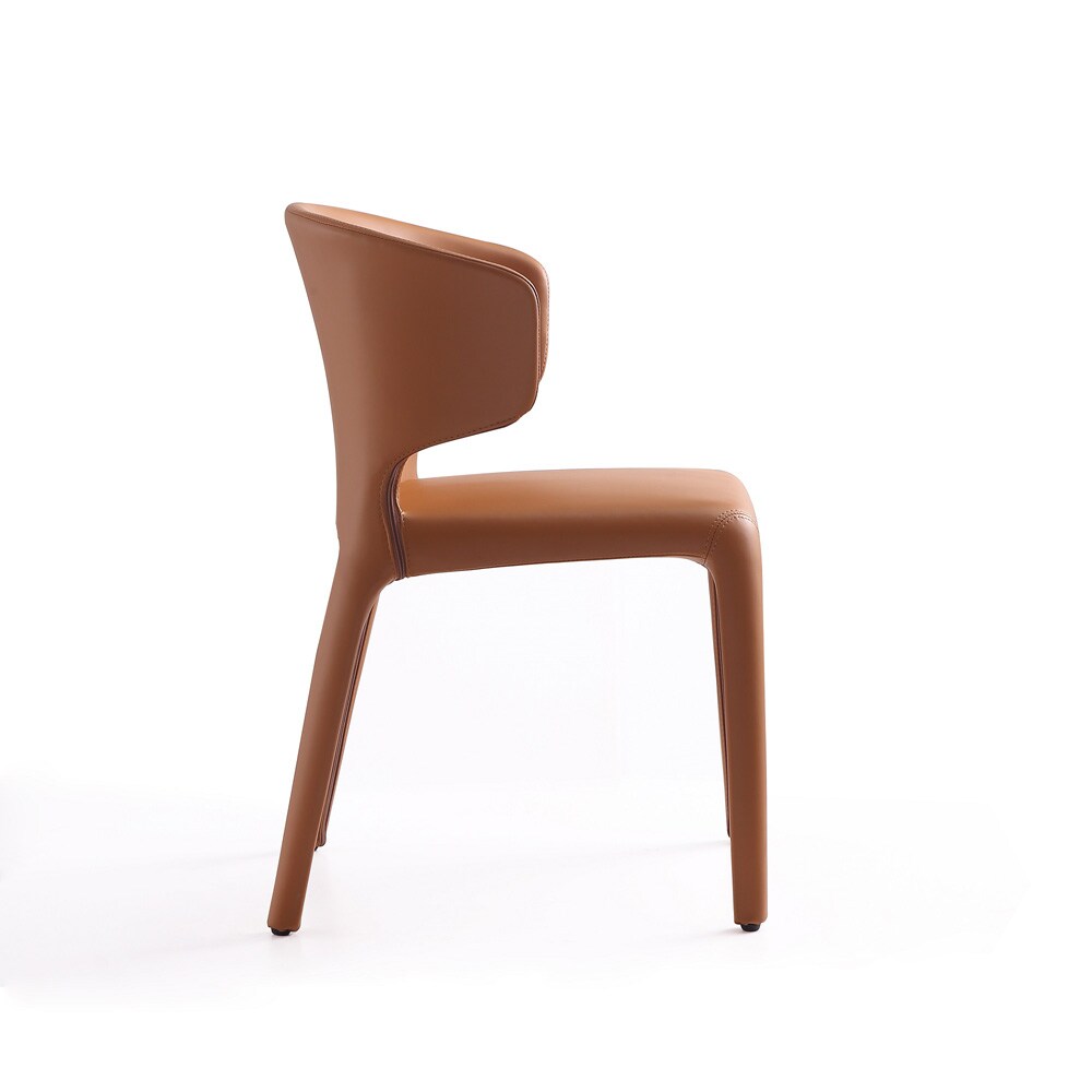 Manhattan Comfort - Conrad Faux Leather Dining Chairs with Metal Legs in Saddle - Set of 2 - DC031-SA veiw 6