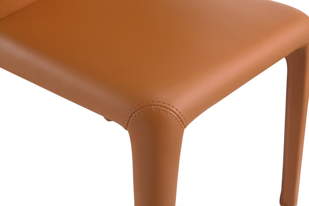 Manhattan Comfort - Conrad Faux Leather Dining Chairs with Metal Legs in Saddle - Set of 2 - DC031-SA veiw 8