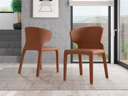Manhattan Comfort - Conrad Faux Leather Dining Chairs with Metal Legs in Saddle - Set of 2 - DC031-SA veiw 9