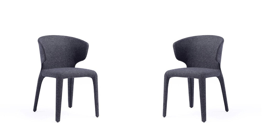 Manhattan Comfort - Conrad Woven Tweed Dining Chairs with Metal Legs in Black - Set of 2 - DC031-WBK veiw 1