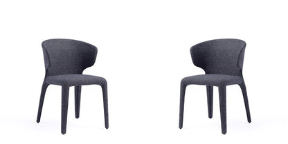 Manhattan Comfort - Conrad Woven Tweed Dining Chairs with Metal Legs in Black - Set of 2 - DC031-WBK veiw 1