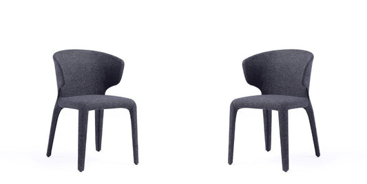 Manhattan Comfort - Conrad Woven Tweed Dining Chairs with Metal Legs in Black - Set of 2 - DC031-WBK veiw 1