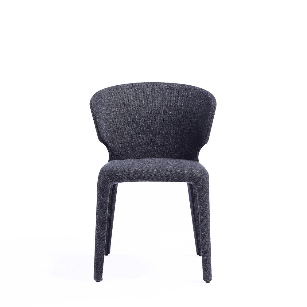 Manhattan Comfort - Conrad Woven Tweed Dining Chairs with Metal Legs in Black - Set of 2 - DC031-WBK veiw 2