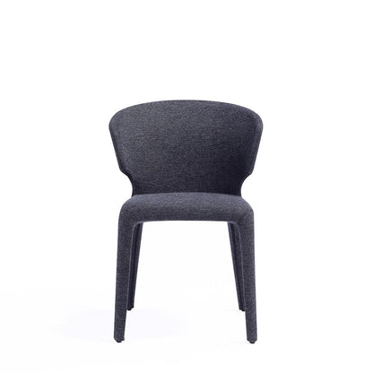 Manhattan Comfort - Conrad Woven Tweed Dining Chairs with Metal Legs in Black - Set of 2 - DC031-WBK veiw 2