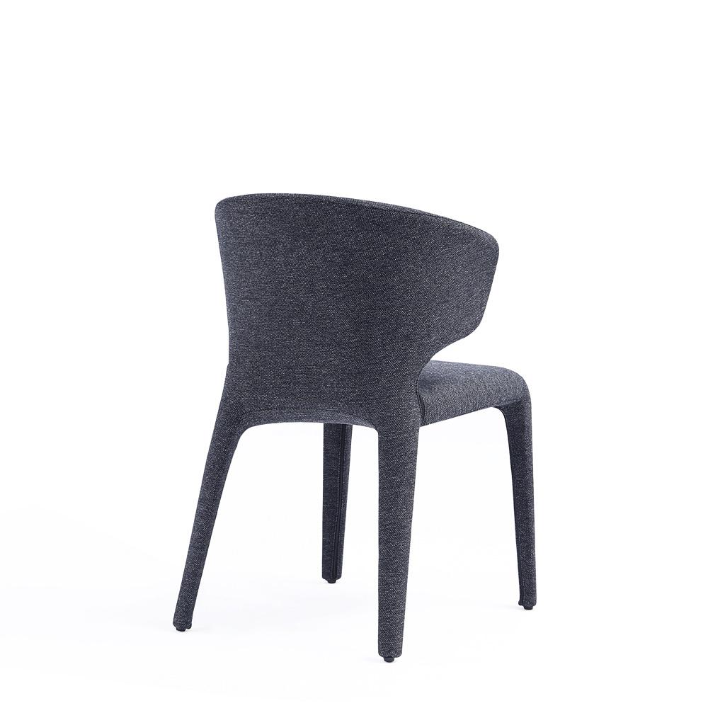 Manhattan Comfort - Conrad Woven Tweed Dining Chairs with Metal Legs in Black - Set of 2 - DC031-WBK veiw 4