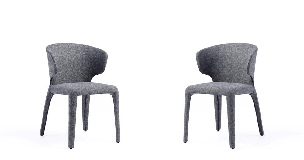 Manhattan Comfort - Conrad Woven Tweed Dining Chairs with Metal Legs in Grey - Set of 2 - DC031-WGY veiw 1
