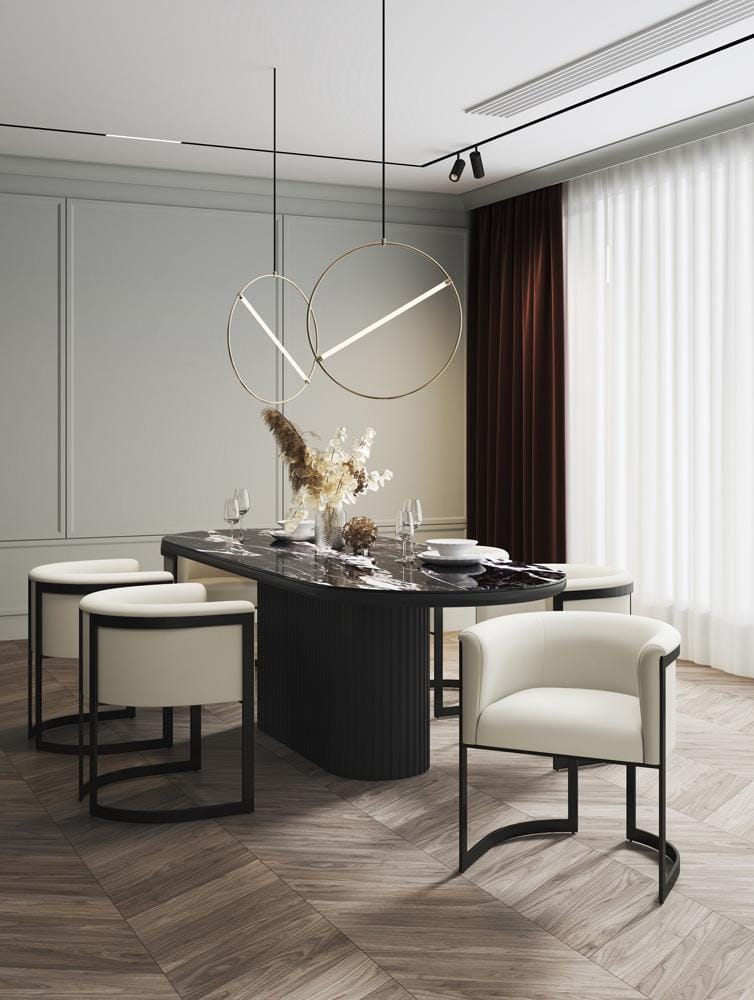 Manhattan Comfort - Corso Faux Leather Dining Chair with Metal Legs in Cream - DC046-CR veiw 6