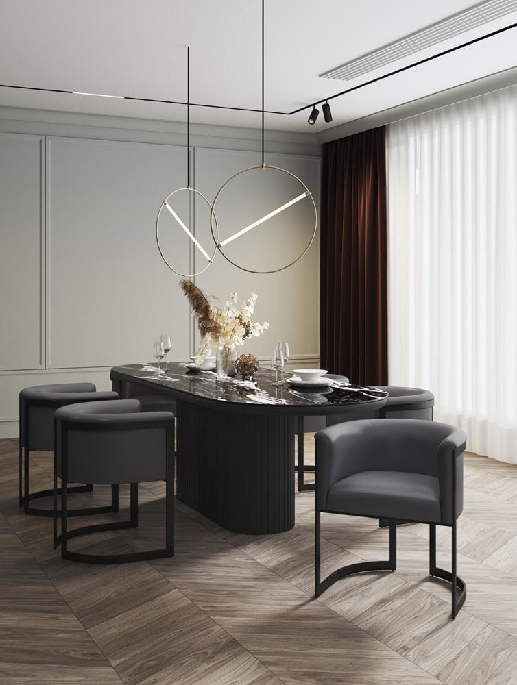 Manhattan Comfort - Corso Faux Leather Dining Chair with Metal Legs in Grey - DC046-PE veiw 6