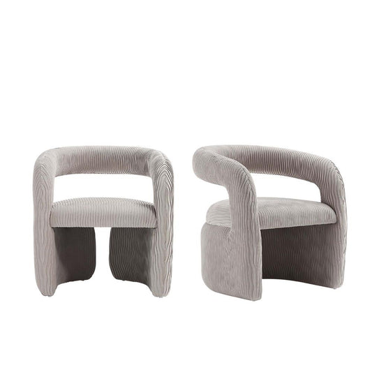Manhattan Comfort - Corvette Velvet Dining Chairs with Wood with Fabric Upholstery Legs in Dove - Set of 2 - 2-AC068-DO veiw 1