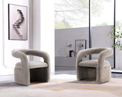 Manhattan Comfort - Corvette Velvet Dining Chairs with Wood with Fabric Upholstery Legs in Dove - Set of 2 - 2-AC068-DO veiw 10