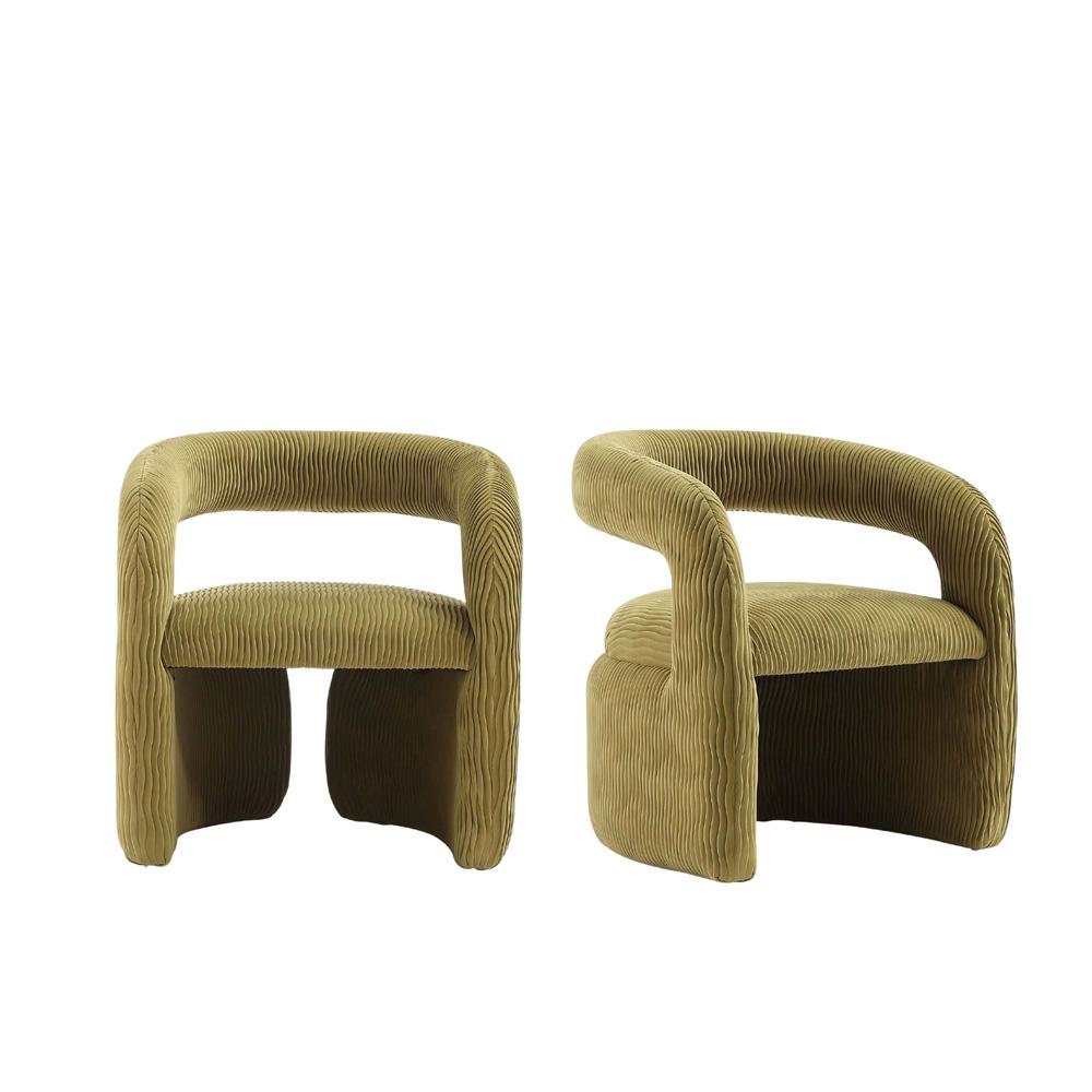 Manhattan Comfort - Corvette Velvet Dining Chairs with Wood with Fabric Upholstery Legs in Olive Green - Set of 2 - 2-AC068-OG veiw 1