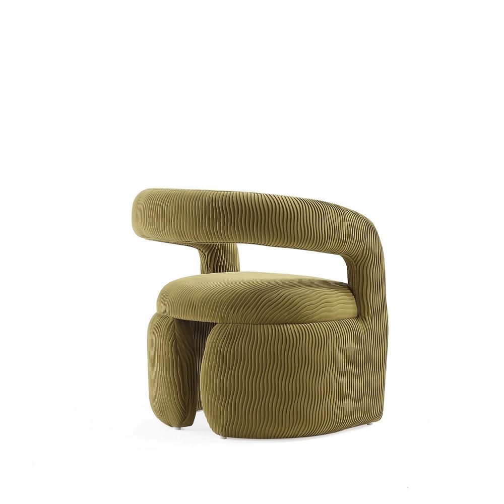 Manhattan Comfort - Corvette Velvet Dining Chairs with Wood with Fabric Upholstery Legs in Olive Green - Set of 2 - 2-AC068-OG veiw 3