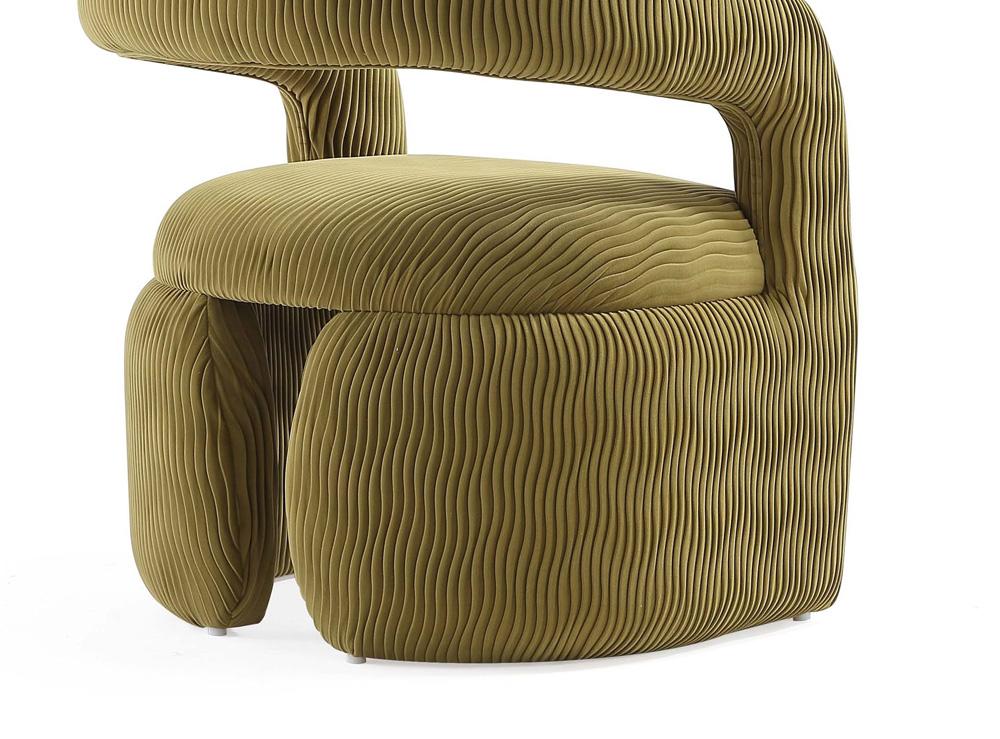 Manhattan Comfort - Corvette Velvet Dining Chairs with Wood with Fabric Upholstery Legs in Olive Green - Set of 2 - 2-AC068-OG veiw 7