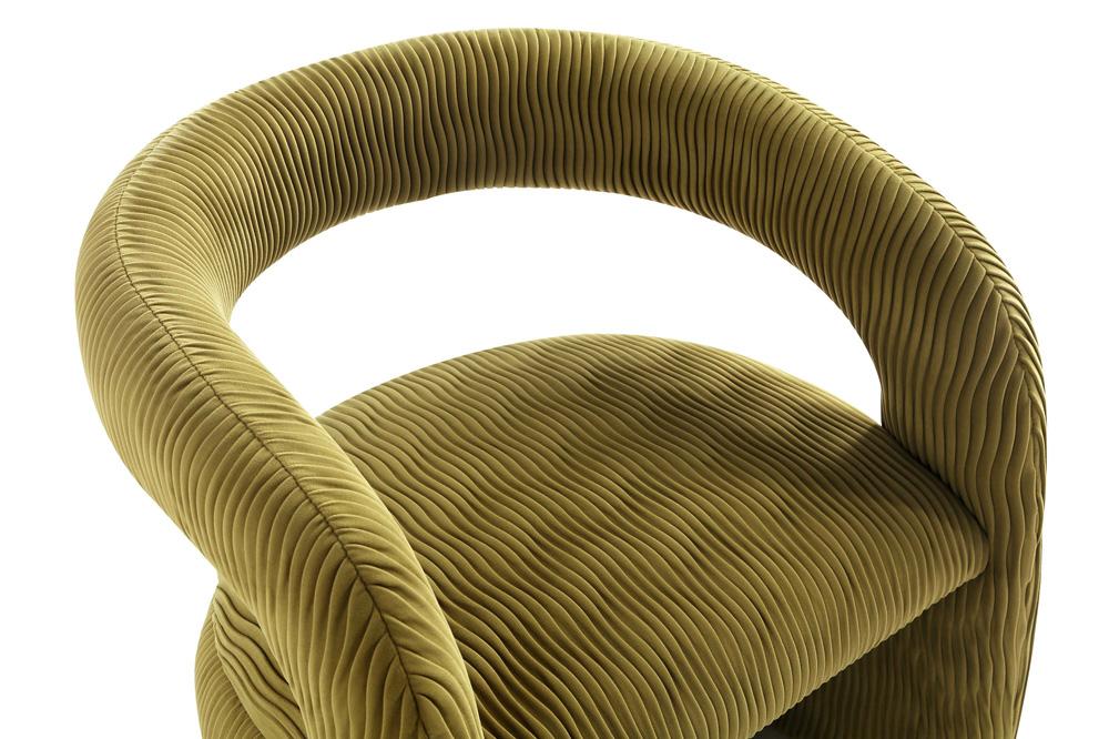 Manhattan Comfort - Corvette Velvet Dining Chairs with Wood with Fabric Upholstery Legs in Olive Green - Set of 2 - 2-AC068-OG veiw 9