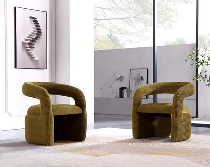 Manhattan Comfort - Corvette Velvet Dining Chairs with Wood with Fabric Upholstery Legs in Olive Green - Set of 2 - 2-AC068-OG veiw 10