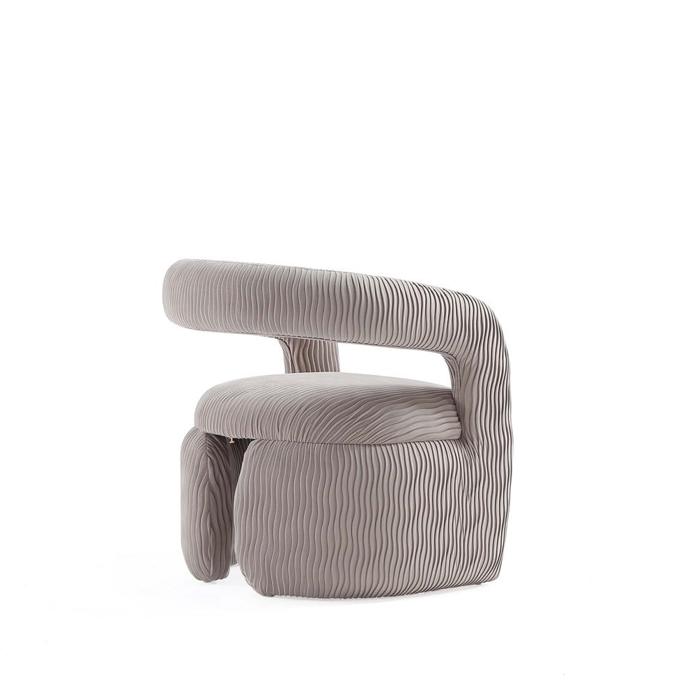 Manhattan Comfort - Corvette Velvet Dining Chair with Wood with Fabric Upholstery Legs in Dove - AC068-DO veiw 3