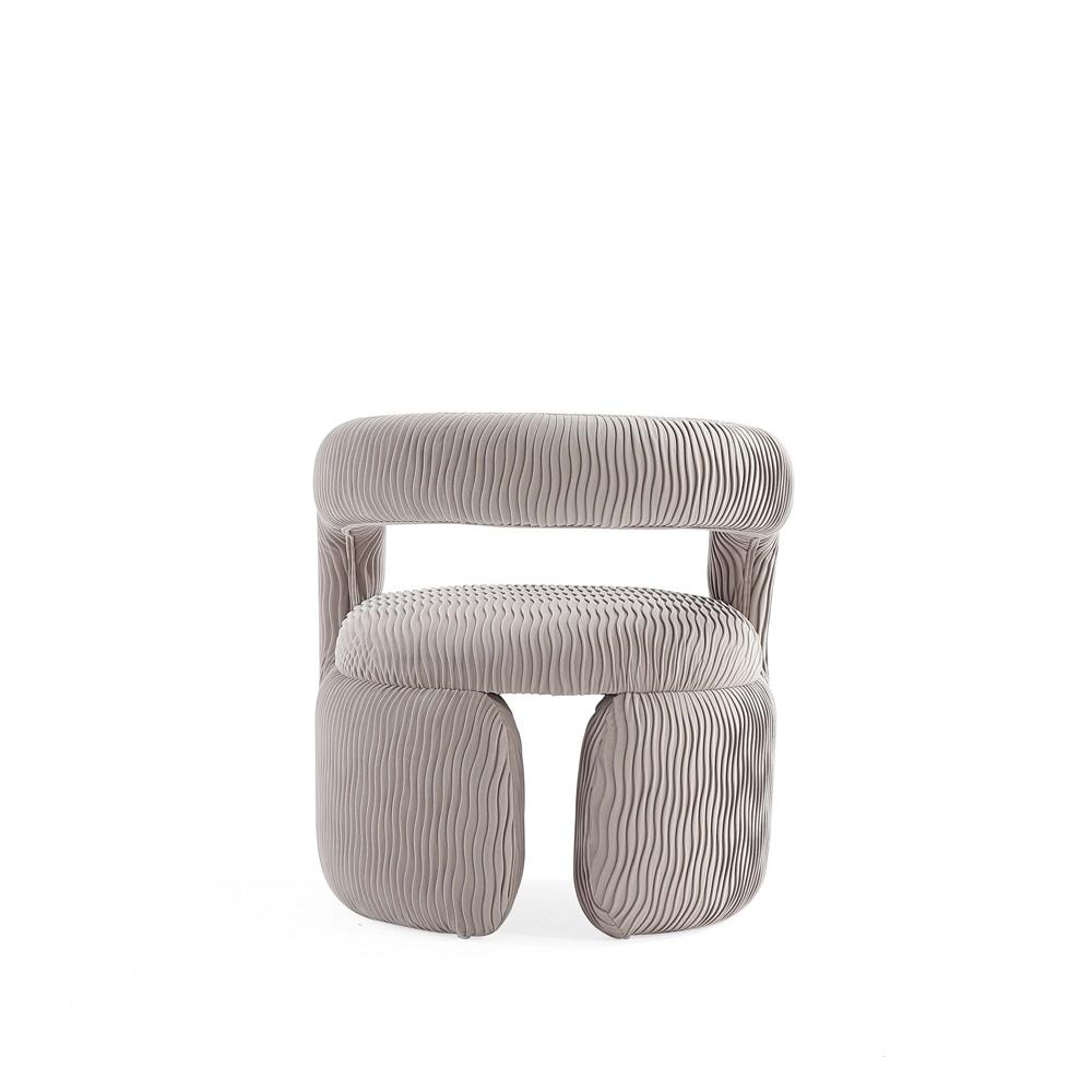 Manhattan Comfort - Corvette Velvet Dining Chair with Wood with Fabric Upholstery Legs in Dove - AC068-DO veiw 5
