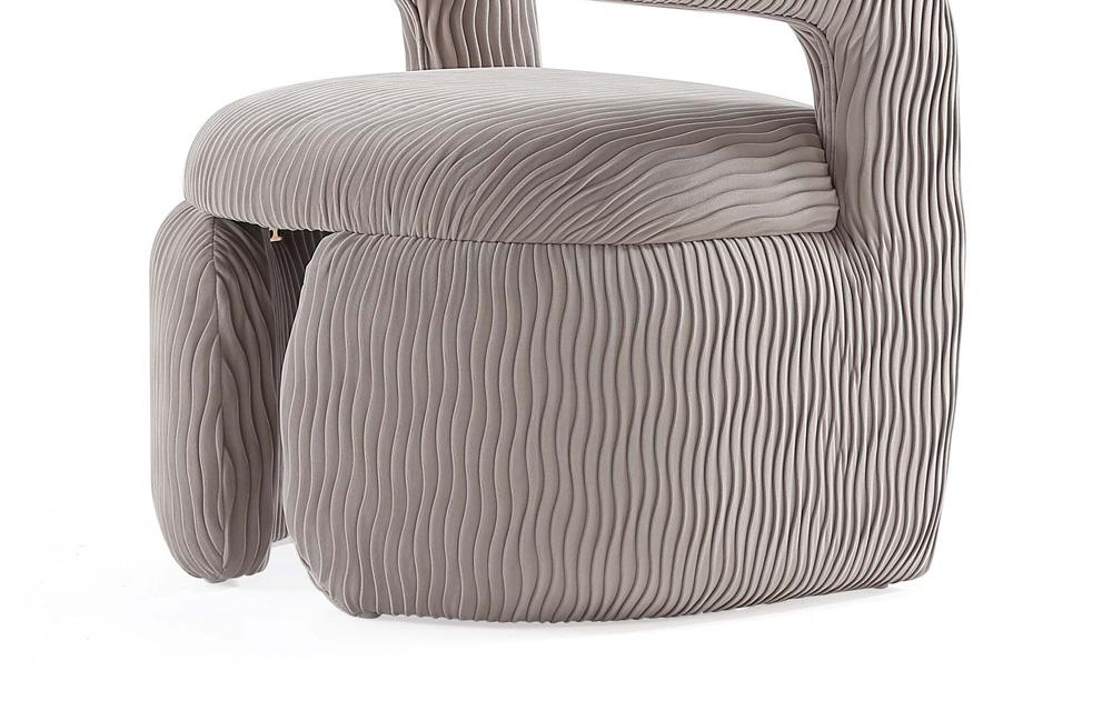 Manhattan Comfort - Corvette Velvet Dining Chair with Wood with Fabric Upholstery Legs in Dove - AC068-DO veiw 7