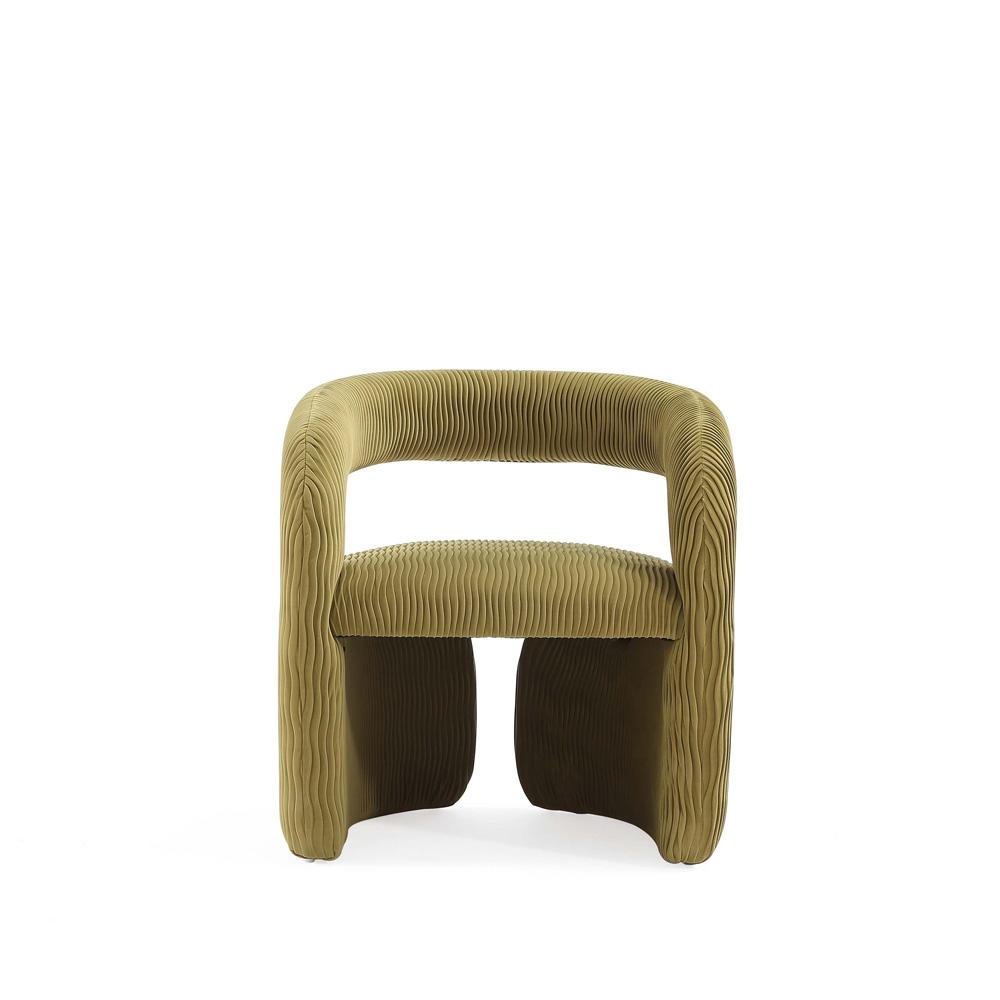 Manhattan Comfort - Corvette Velvet Dining Chair with Wood with Fabric Upholstery Legs in Olive Green - AC068-OG veiw 1