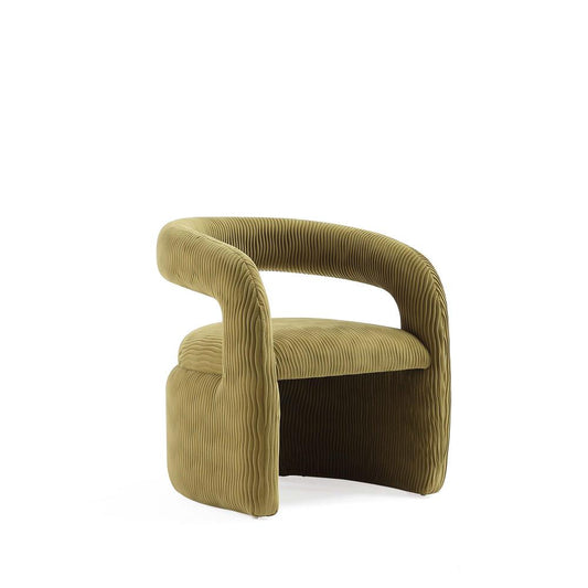 Manhattan Comfort - Corvette Velvet Dining Chair with Wood with Fabric Upholstery Legs in Olive Green - AC068-OG veiw 2
