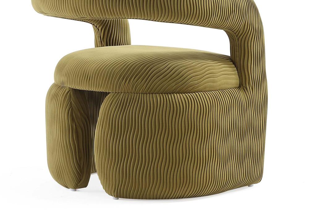 Manhattan Comfort - Corvette Velvet Dining Chair with Wood with Fabric Upholstery Legs in Olive Green - AC068-OG veiw 7