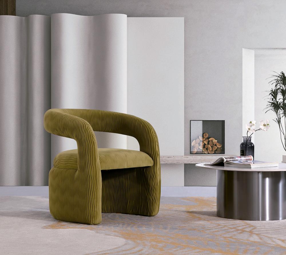 Manhattan Comfort - Corvette Velvet Dining Chair with Wood with Fabric Upholstery Legs in Olive Green - AC068-OG veiw 10