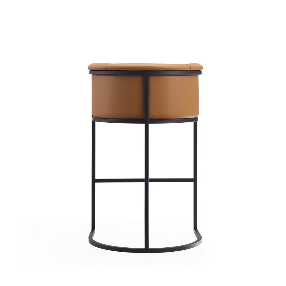 Manhattan Comfort - Cosmopolitan Faux Leather Bar Stool with Metal Legs in Camel and Black - Set of 2 - 2-BS015-CL veiw 5