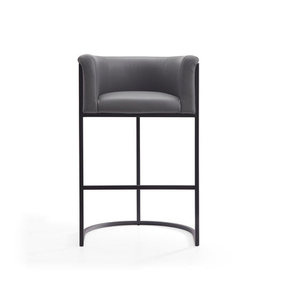 Manhattan Comfort - Cosmopolitan Faux Leather Bar Stool with Metal Legs in Grey and Black - Set of 2 - 2-BS015-GY veiw 2