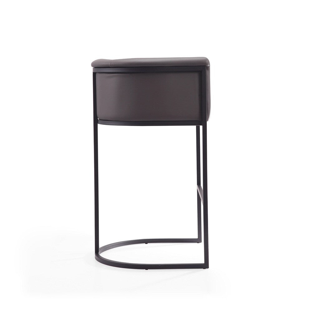 Manhattan Comfort - Cosmopolitan Faux Leather Bar Stool with Metal Legs in Pebble and Black - Set of 2 - 2-BS015-PE veiw 5