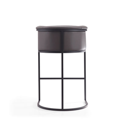 Manhattan Comfort - Cosmopolitan Faux Leather Bar Stool with Metal Legs in Pebble and Black - Set of 2 - 2-BS015-PE veiw 6