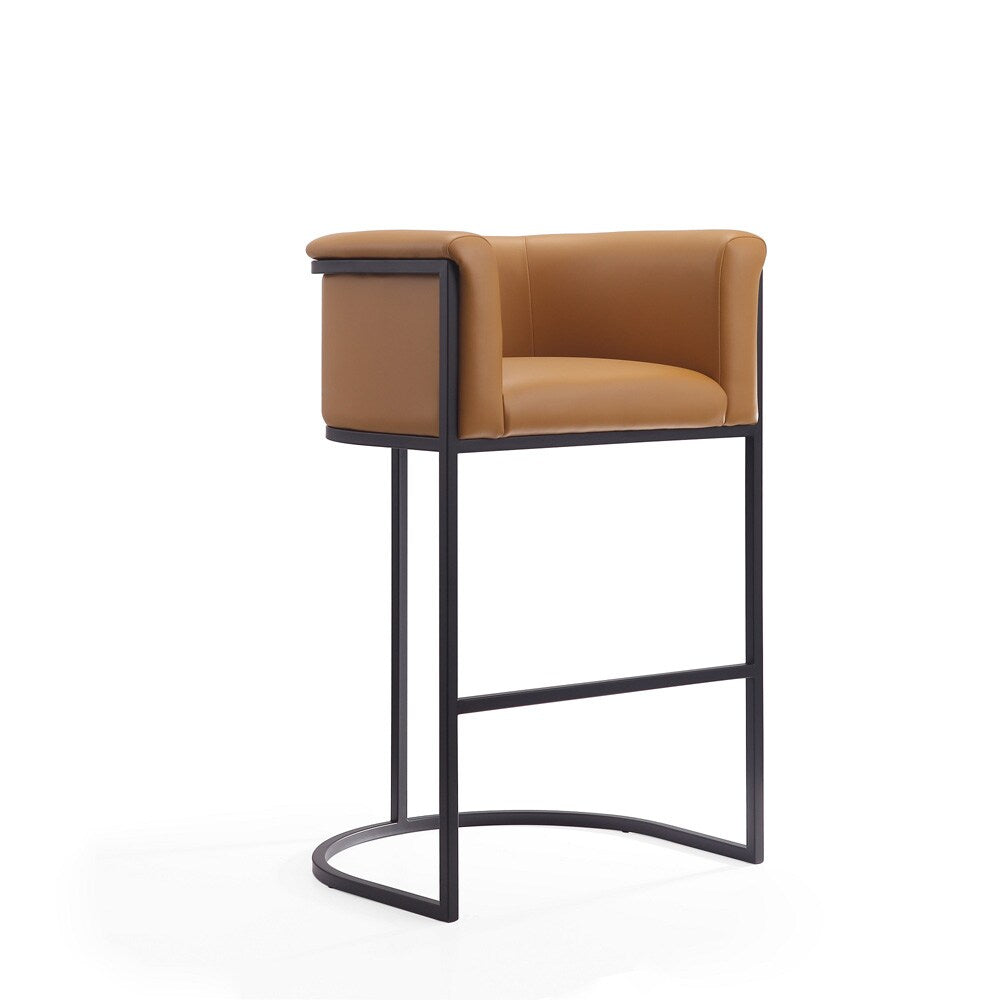 Manhattan Comfort - Cosmopolitan Faux Leather Bar Stool with Metal Legs in Camel and Black - Set of 3 - 3-BS015-CL veiw 3